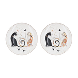Cat Couple Embossed Entertaining Set - Front View