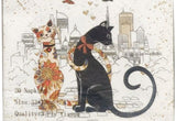 Cat Couple Embossed Canisters — Bone China Storage Set + Matching Napkins