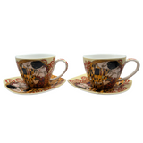The Kiss Fine Bone China Cup & Saucer Set of 2 - 220ml Gustav Klimt Design - Front View