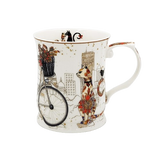 Fine Bone China Cat Couple Mug Set (415ml, Embossed) – Gift‑Ready
