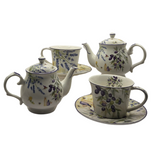 Lavender & Olive Tea Set for 2 - Premium Porcelain - Side View