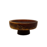 Hand-Poured Pedestal Serving Bowl ??Small Caramel Resin Bowl for Snacks & Sides