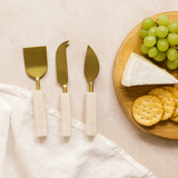 Benny 3-Piece Cheese Knife Set - White Resin & Stainless Steel - Front View