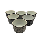 Ceramic Bakeware Set Blue Patterned Ramekins Set of 6 - Front View