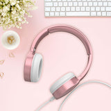 Laser Wired Headphones with 40mm Drivers Rose Gold - Front View