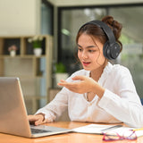 Laser Foldable Bluetooth Headphones with Mic Black - Side View