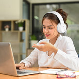 Laser Foldable Bluetooth Headphones with Mic Bright White - Front View