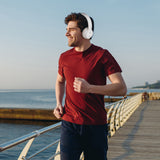 Laser Foldable Bluetooth Headphones with Mic Bright White - Side View