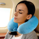 Laser Memory Foam Neck Pillow Blue - Front View
