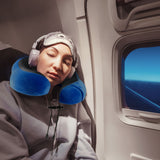 Laser Blue Memory Foam Neck Pillow - Easy Snap - Front View