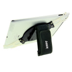 Laser black handheld tablet holder with 360 degree swivel and hand straps, 360 degree swivel