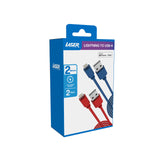 Laser MFi Lightning Cable 2 Pack Red/Blue 2M - Rear View