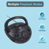Laser Black Portable CD Boombox with AM/FM Radio - Front View