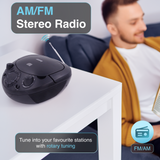 Laser Black Portable CD Boombox with AM/FM Radio - Top-Down View