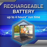 Laser 10” Portable DVD Player with Anti-Skip Technology - 45-Degree Angle