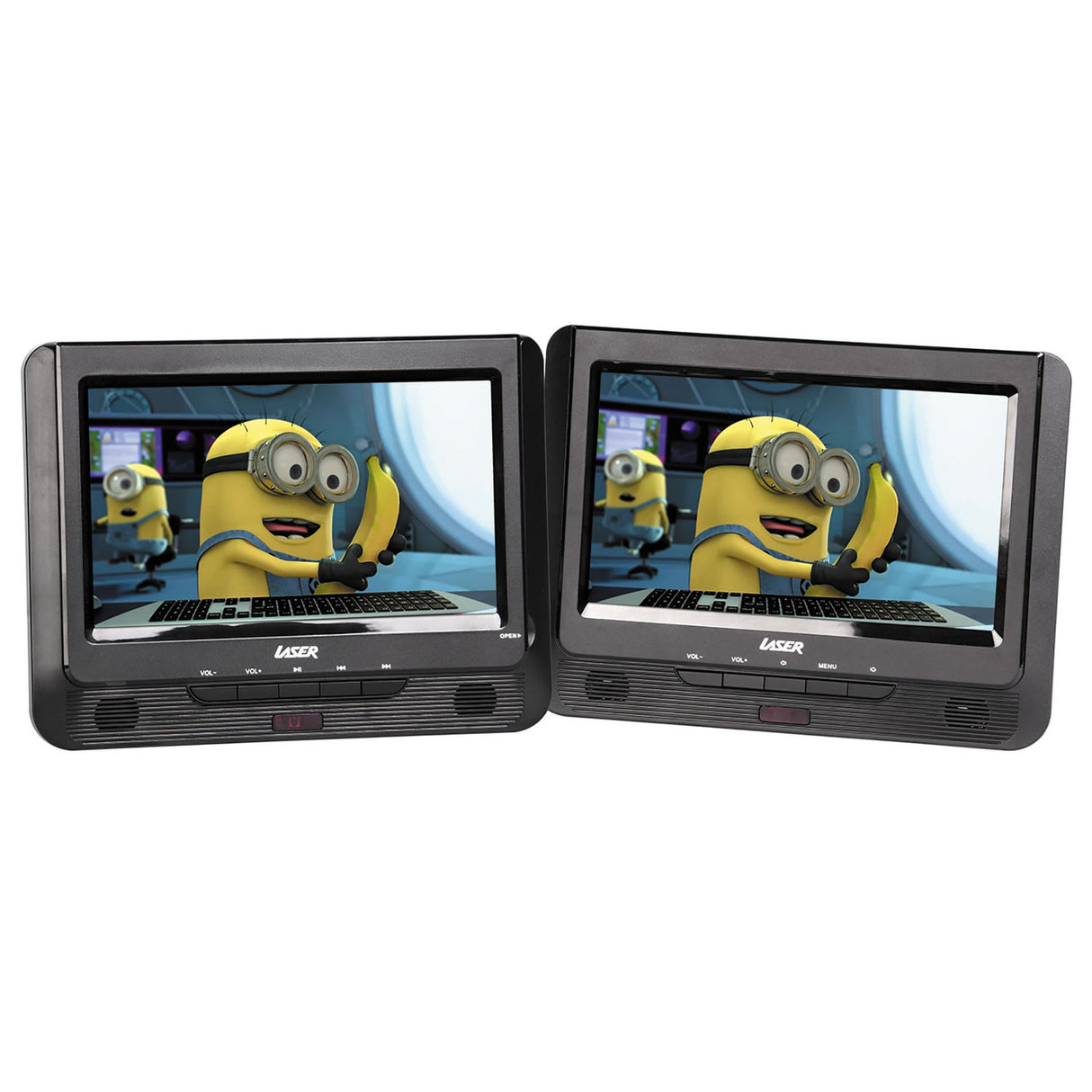 Laser 9 Inch Dual Screen DVD Player Black