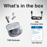 Laser Noise Cancelling TWS Earbuds Silver - Low Angle