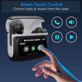 Laser TWS Earbuds ANC with Touch Display Black - Front View