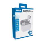 Laser TWS Earbuds with Wireless Charging Case White - Side View