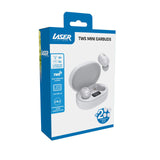 Laser TWS Mini ENC Earbuds LED Display White - Side View
