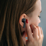 Laser TWS Earbuds with LED Battery Display Black - Side View