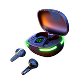 Laser TWS Earbuds with LED Battery Display Black - Close-Up Angle