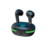 Laser TWS Earbuds with LED Battery Display Black - Low Angle