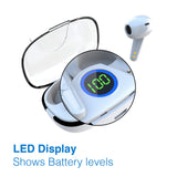 Laser TWS Earbuds with LED Display - White - Close-Up Angle