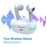 Laser TWS Earbuds with LED Display - White - Low Angle