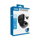 Laser Sport TWS Earbuds with Mini Ear-Hook Black - Side View