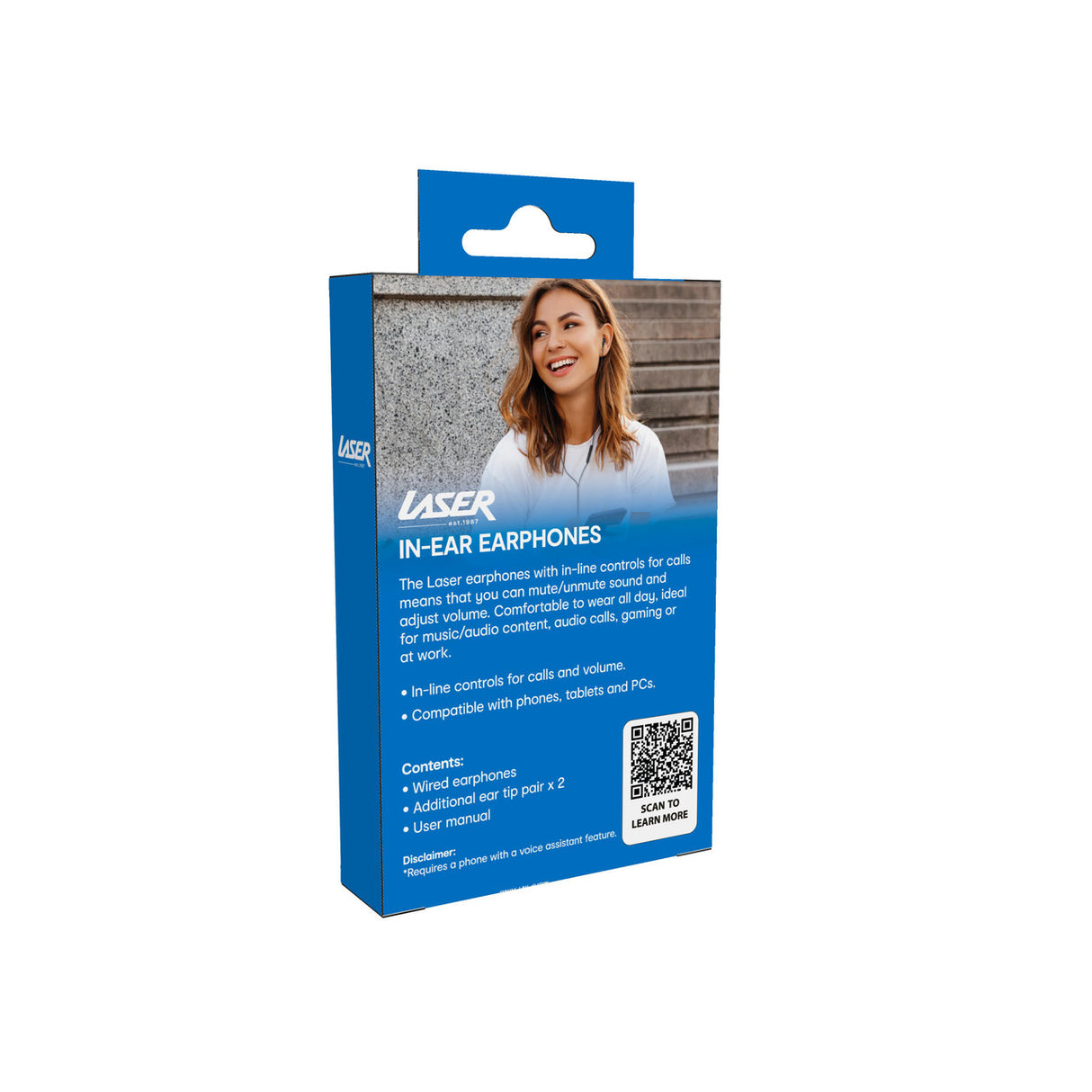 Laser Wired In-Ear Earphones with In-Line Controls Black