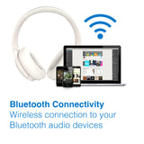 Laser ANC Bluetooth Headphones 20hr Battery - White - Side View