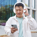 Laser ANC Bluetooth Headphones 20hr Battery - White - 45-Degree Angle