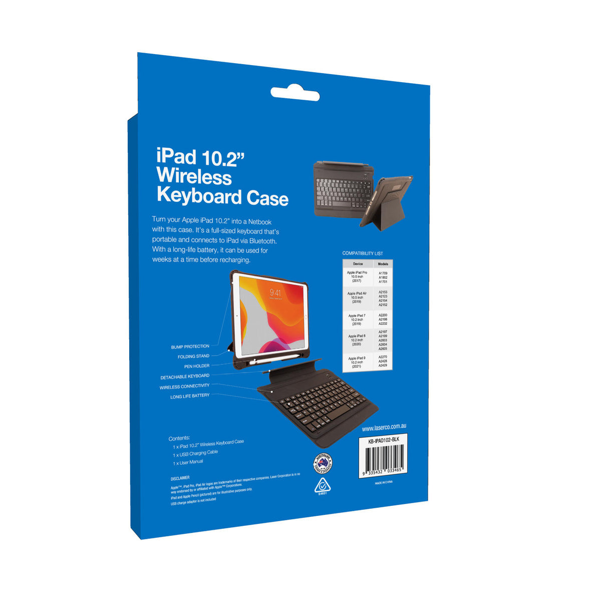 Laser iPad 10.2-inch Wireless Keyboard Case Black