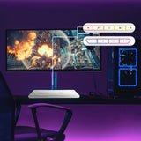 Laser White Gaming RGB Keyboard Full Size with Multimedia Keys - Top-Down View