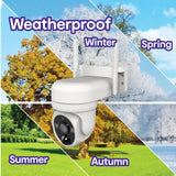 Laser FHD Outdoor Pan Tilt Camera Solar White - Close-Up Angle