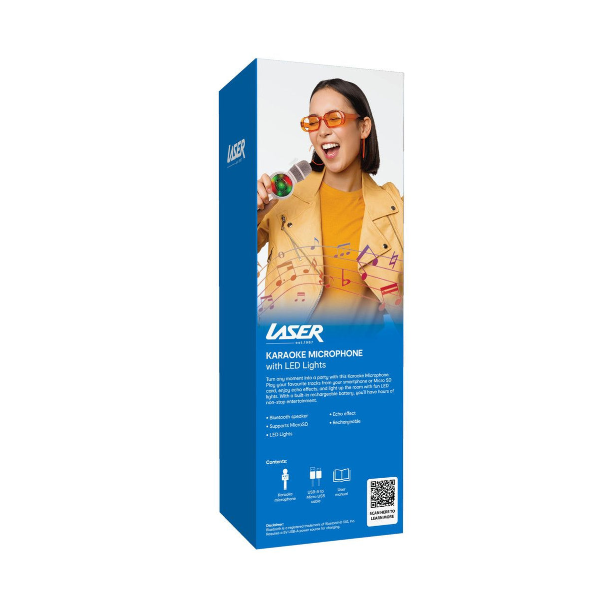 Laser LED Wireless Karaoke Microphone Rose Gold