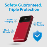 Laser 10000mAh Powerbank 18W PD with LED Indicator Red - Rear View