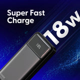 Laser 20000mAh Powerbank 18W PD with LED Black - Top-Down View