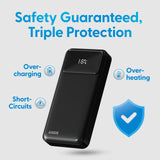Laser 20000mAh Powerbank 18W PD with LED Black - 45-Degree Angle