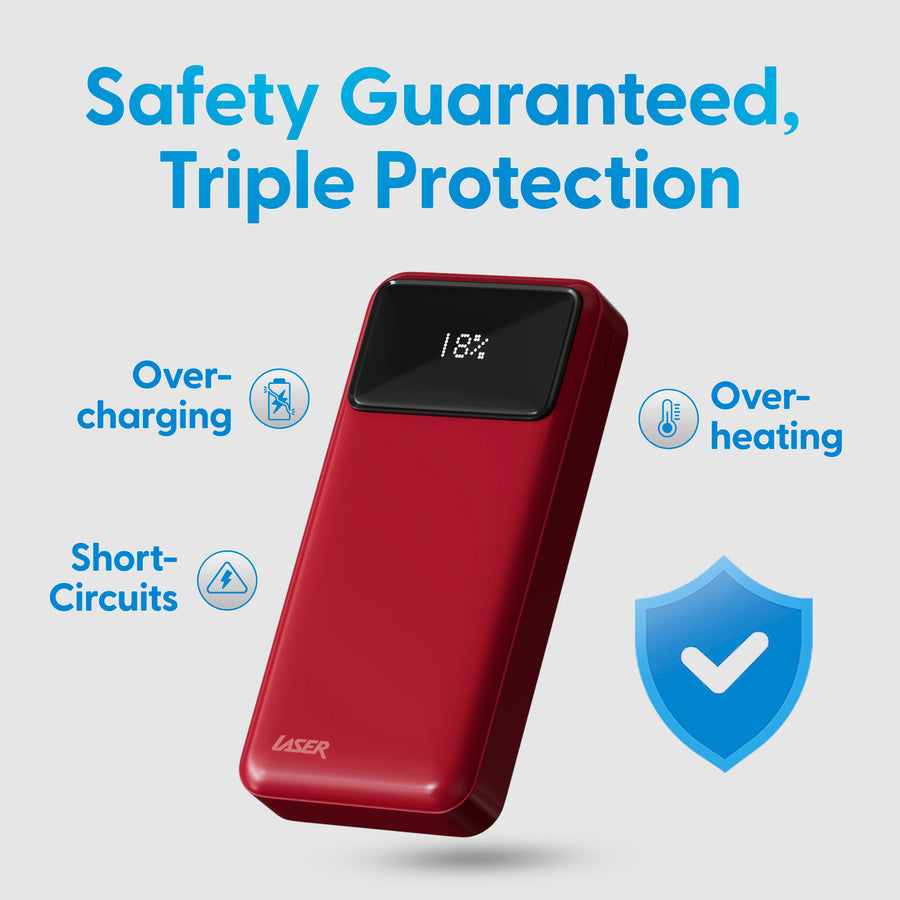 Laser 20000mAh Powerbank 18W PD with LED Red