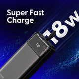 Laser 27000mAh Powerbank 18W PD Black - Close-Up Angle
