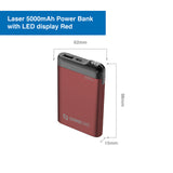 Laser 5000mAh Power Bank LED Display Red - Side View