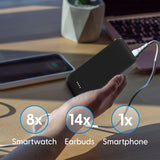 Laser 5000mAh Powerbank Charcoal - Side View