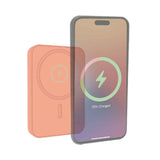 Laser 5000mAh Magnetic Wireless Power Bank Peach - Side View