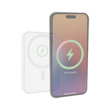 Laser 5000mAh Magnetic Wireless Power Bank White - Side View