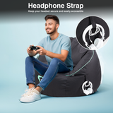 Laser Gaming Bean Bag with Pocket & Headphone Strap - Side View
