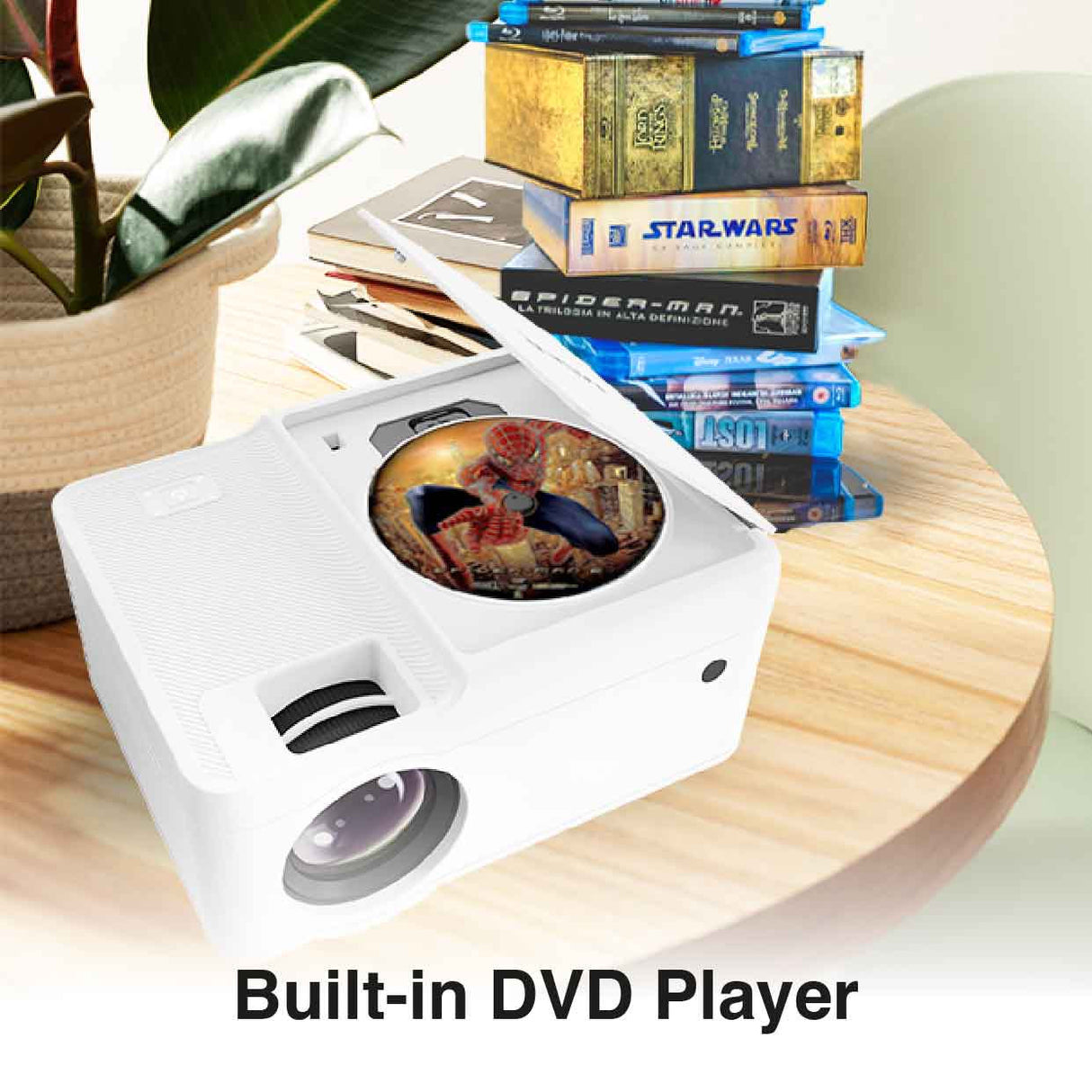 Laser 1080p LED Projector with DVD Player WiFi 120" Screen
