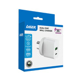 Laser Wall Charger USB A and C Fast Charge 30W - Side View