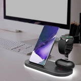 Laser 3 in 1 Wireless Charging Station Black - Front View